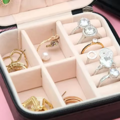 Mini Jewelry Storage Box Portable Home Travel Earrings Necklace Storage Case for Women Ring Organizer PU Leather Display Case 10 best sales garbage pail kids figure - №6