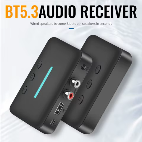 USB Bluetooth 5.3 Audio Receiver Adapter Wireless Stereo Music 3.5mm AUX R/L RCA Support U-Disk Playback For Desktop Speaker Amp 10 best sales usb type c wireless adapter - №6