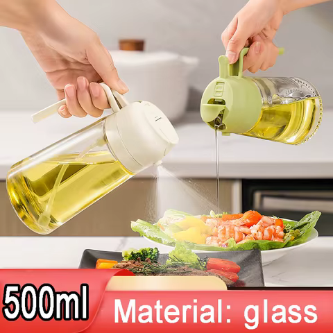 Glass Oil Spray Bottle Kitchen Oil Spray for Cooking Anti-leakage Olive Oil Storage Bottle for BBQ Salad Steak Kitchen Supplies 8 best sales pepper gun - №6