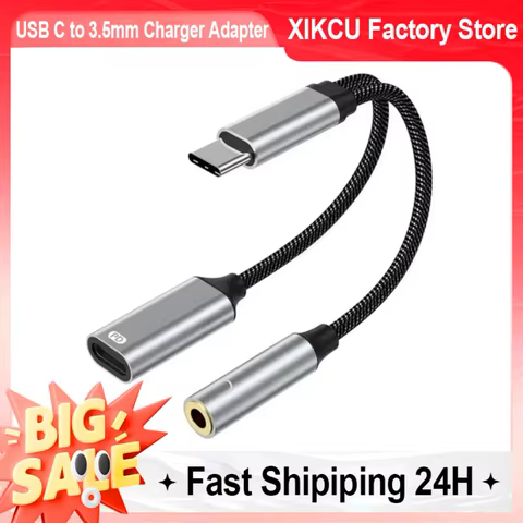 XIKCU 2 in 1 USB C to 3.5mm Headphone and Charger Adapter USB C PD 3.0 Port to Aux Audio Jack Fast Charging Dongle Cable Cord 12 best sales 2 male 1 female 3.5mm - №6