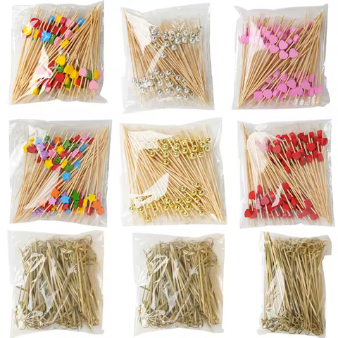 Disposable Bamboo Sticks Pearl Cocktail Sticks Buffet Fruit Fork Suitable For Wedding Birthday Party Decoration Camping Tools 12 best sales fruit forks - №11