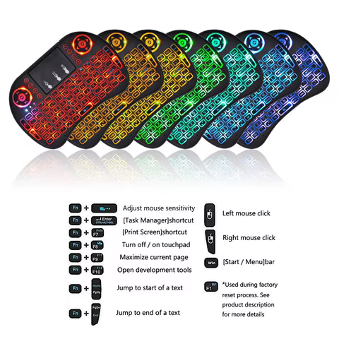 2.4G Air Mouse with Touchpad Keyboard i8 Arabic French Spanish Russian Backlit Mini Wireless Keyboard for PC Android TV Box 10 best sales macro keys - №3