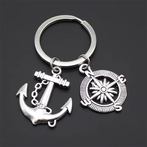 Anchor Keychain Vintage Silver Plated Arrow Fashion Solid Pendant Sailor Style Car Key Ring Men's Accessories Gifts 8 best sales anchor keychain - №6