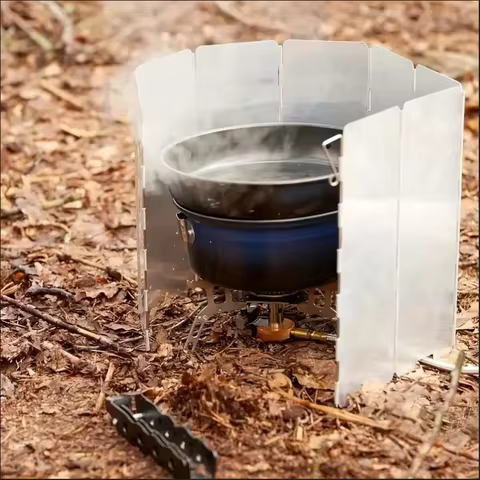 8 Plates / 10 Plates Aluminum Alloy Stove Windscreen, Ultralight Foldable Stove Windshield, Suitable For Outdoor Camping, Picnic 6 best sales wokbrander - №1