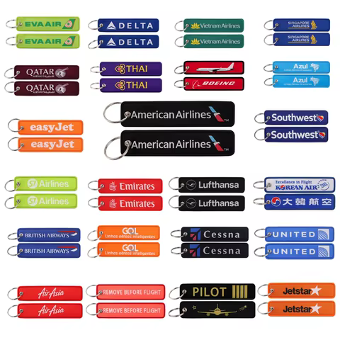 Airlines Embroidery Key Fobs Flight Crew Pilot Aviation Key Tags Keychain For Motorcycles Cars Key Ring Accessories Chaveiro 10 best sales car flag holder - №9