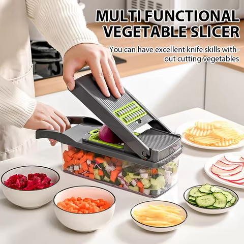 16 in 1 Multifunctional Vegetable Chopper Handle Food Cutter Onion Tomato Carrot Grater Kitchen Tools Vegetable Slicer Dicer Cut 10 best sales self cut system - №1