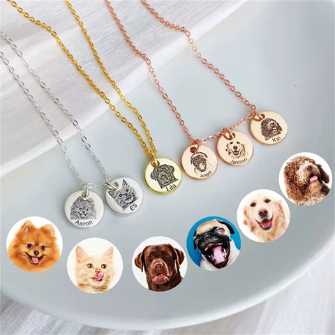 Personalized Gifts for Mom Dog Mom Custom Dog Portrait Necklace Personalized Pet Portrait Necklace Memorial Gift Dog Custom Gift 8 best sales custom necklace photo - №7