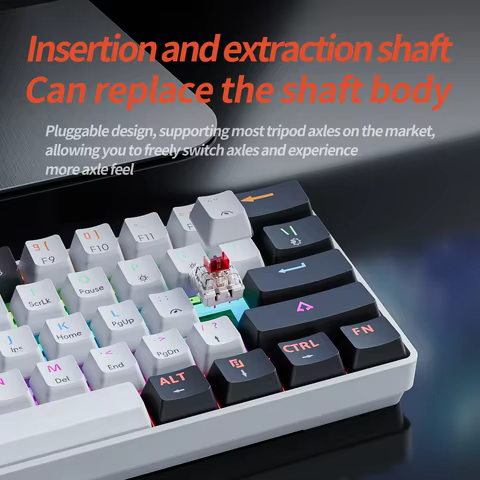 MUCAI MK61 USB Gaming Mechanical Keyboard Red Switch RGB Backlit Hot Swappable 61 Keys Wired Detachable Cable 10 best sales red keyboard - №4