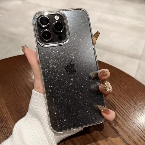 Luxury Bling Glitter Clear Phone Case For iPhone 16 15 14 13 12 11 Pro Max X XR XS 7 8 Plus Shockproof Transparent Soft Cover 10 best sales clear case - №8