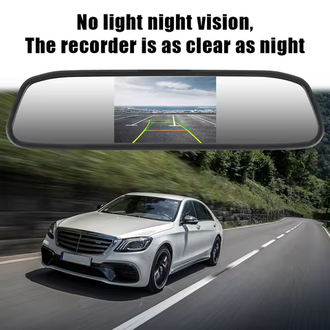12V Car Player Interior Mirror Rear View Camera Parking Monitor 4.3 Inch Screen HD DVD Video Display PDC Parktronics Accessories 8 best sales portable dvd player with screen - №8