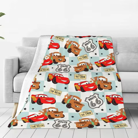 Cars Lightning McQueen Flannel Blanket Warm Soft Throw Blanket for Living Room Decorative Comfortable Bedspread Sofa Bed Cover 10 best sales lightning mcqueen bedding - №2