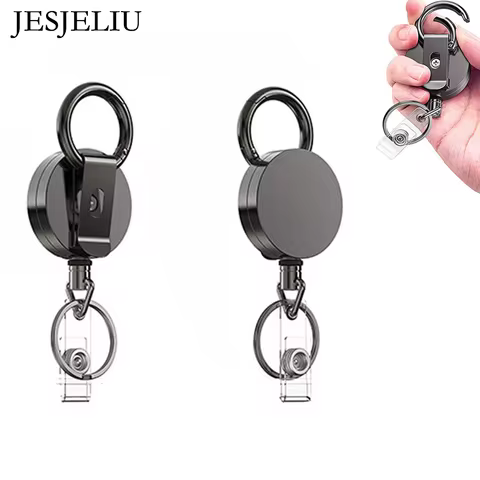 Retractable Metal Wire Keychain Pull Badge Reel ID Lanyard Name Tag Card Badge Holder Reels Recoil Chain Clips Outdoor Key Ring 8 best sales id badge reels - №6