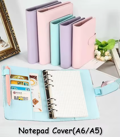 Macaroon Color A6/A5 PU Leather DIY Binder Notebook Cover Diary Agenda Planner Paper Cover School Stationery 10 best sales illy - №1