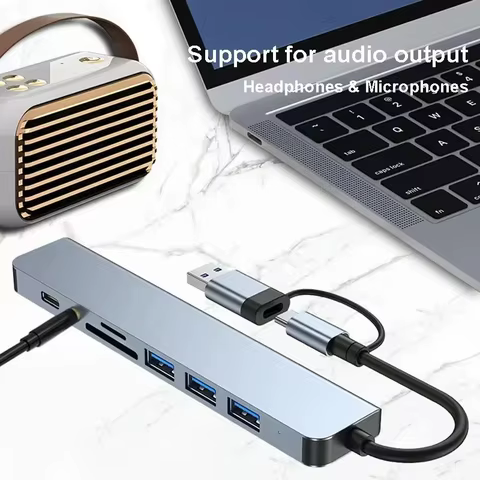 8 In 2 USB HUB With Splitter Card Reader, USB C Port, USB 3.0 / 2.0, SD/TF Splitter Card Reader, Docking Station 10 best sales asus zenfone 8 - №3