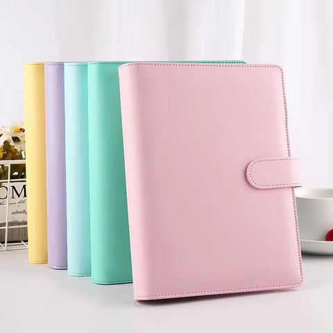 Macaroon Color A6/A5 PU Leather DIY Binder Notebook Cover Diary Agenda Planner Paper Cover School Stationery 10 best sales illy - №1