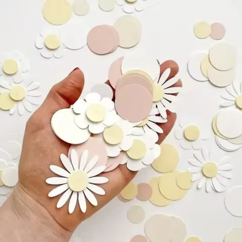 Daisy Flower Confetti Daisy Party Decorations Pink Confetti Paper Baptism Decorations for Boys Baby Shower Decor Party Favors 12 best sales confetti wedding - №2