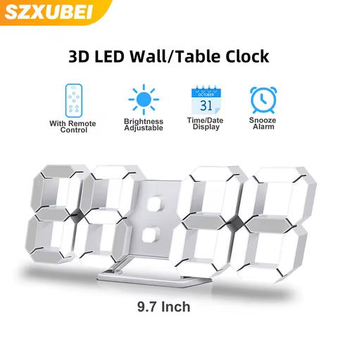 8 best sales 3d led digital wall clock - №8