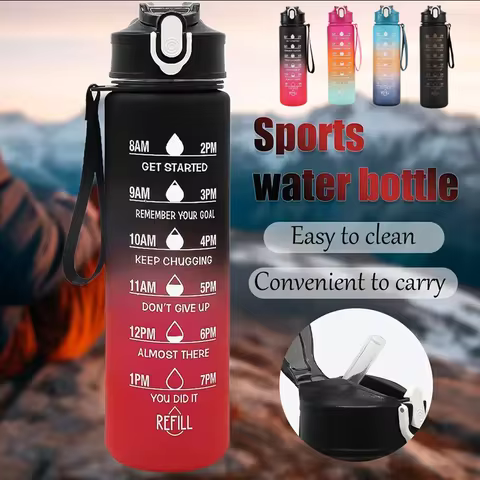 Sports Water Bottle with Time-Tracking Straw Leak Proof Locking Flip Cover for Easy Carry Ideal for Outdoor Adventures 8 best sales cool water - №7