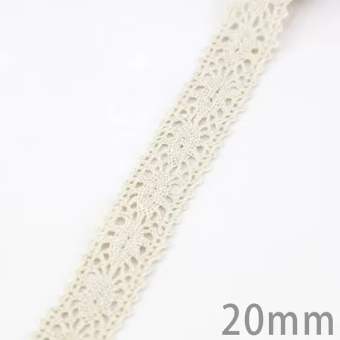 (5Meter/roll) White Beige Cotton Embroidered Lace Net Ribbons Fabric Trim DIY Sewing Handmade Craft Materials 10 best sales embroidered trim - №1