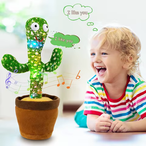 Dancing Cactus 120 Song Speaker Talking Usb Battery Voice Repeat Plush Cactu Dancer Toy Talk Plushie Stuffed Toys For Kids Gift 12 best sales toy for boy - №2