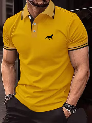 New Men's T-shirt Classic Short sleeved Polo Shirt Summer Top Casual T-shirt Button Lapel Super Large S-3XL Casual Polo Shirt 8 best sales replica ralph loren - №3