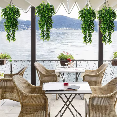 Artificial 5Forks Rattan Eucalyptus Wall Hanging Simulation Greenery Fake Hanging Plants Vine Diy Home Outdoor Decor Plant 6 best sales fifth harmony - №2