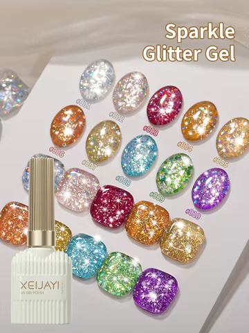 1/ 10pcs 15ML Glitter Silver Color Nail Gel Polish Semi-permanent Varnish Soak Off Nail Art UV LED Gel Manicure For Summer 12 best sales rhinestone pendants for jewelry making - №11