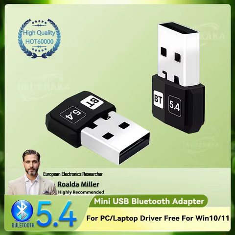Upgrades Mini USB Bluetooth 5.4 Dongle Adapter WIreless Transmitter Receiver For PC/Laptop Driver Free For Win10/11 Driver Free 8 best sales looking for alaska - №1
