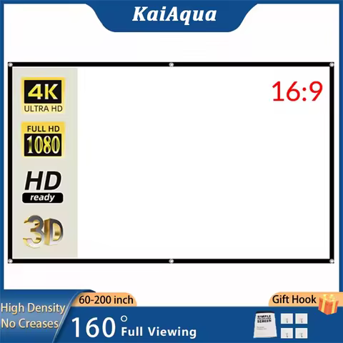 KaiAqua 60-150 inch Portable Foldable Projector Screen High Density White No Creases Soft Projection Screen 16:9 Indoor Outdoor 8 best sales looking for alaska - №6