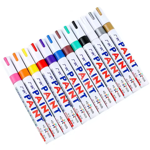 6 Pcs Colorful Permanent Paint Marker Waterproof White Markers tire tread rubber fabric Paint metal 12 Colors Paint Marker Pens 10 best sales white marker pen - №8
