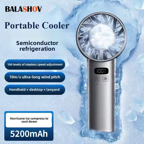 Ice compress high-speed cooling fan handheld fans USB Rechargeable portable mini fan LED Digital Display, Travel,Camping,Outdoor 10 best sales electric fan mini - №8
