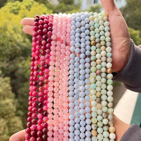 1 Strand 6mm Natural Stone Tourmaline Rose Quartz Aquamarine Amazonite Loose Bead for Jewelry Making DIY Bracelet 12 best sales raymarine - №11