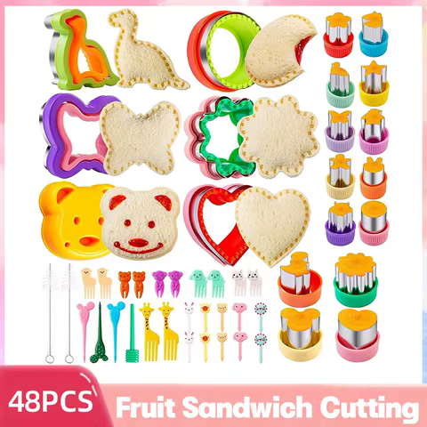 30/48PCS Sandwich Cutters Set for Children Food Cookie Bread Mold Maker Fruit Vegetable Shapes Cutting Mould Kids Baking Tools 8 best sales teddy bear cookie cutter - №7