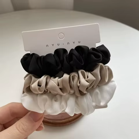 3Pcs/set Silk Satin Scrunchies Women Solid Color Hair Rope Elegant Ponytail Holder Rubber Band Elastic Hairband Hair Accessories 6 best sales silk scrunchie - №5