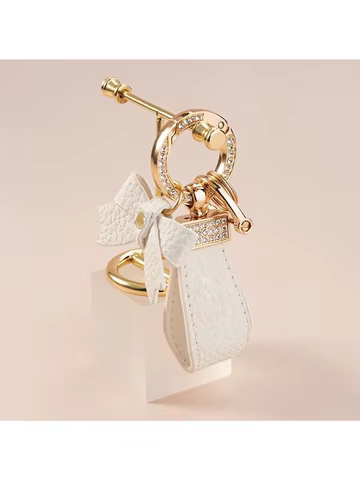 High end artificial diamond car keychain pendant, exquisite pink bow, lychee pattern hand rope keychain, exquisite ins car chain 10 best sales diamond key chain - №5