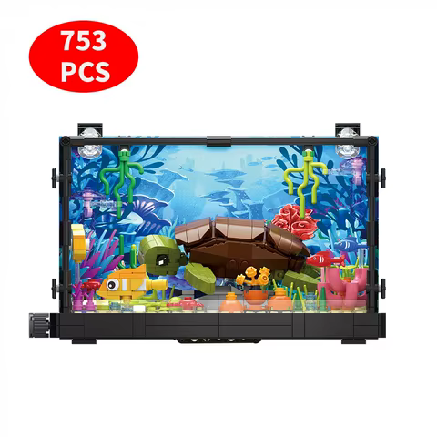 Fish Tank Building Blocks Brick With Led Lights,Aquarium,Toys for Boys Children Gifts home Decoration,Not Compatible with Legoed 12 best sales lego fish tank - №3