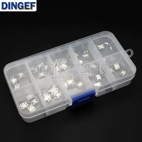 10 Types Each 5PCS Micro USB Female 4/5PIN DIP Type B SMT USB Connectors Jack Tail Sockect Plug Terminals For Diy repair MP3/4/5 10 best sales plug micro usb - №1