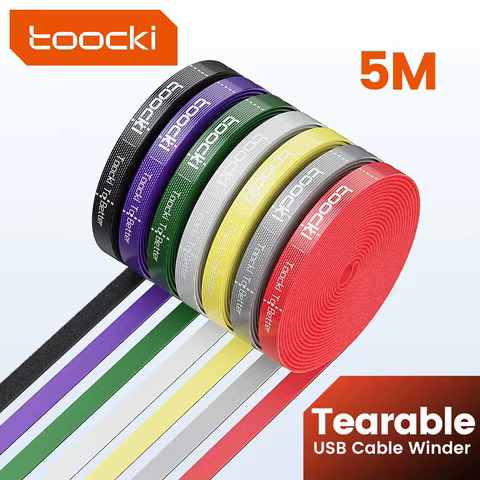 Toocki 5m Organizer Cable Management Tearable Organizador Cables 10mm Width Winder Ties Phone Accessories Wire Cord Organizer 10 best sales cord hider - №2
