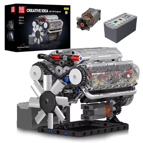 Mould King 10088 Technical Car Building Block The Motorized V8 Engine Model Brick Assembly Car Brick Toys Kids Christmas Gift 8 best sales lego metal gear rex - №8