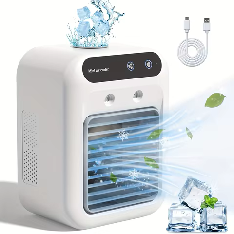 USB Desktop Fan Water tank Mini Air Cooler Portable Personal Cooling Device 1800mAh Lithium Battery Low Voltage Operation Fan 10 best sales air conditioner btu - №8