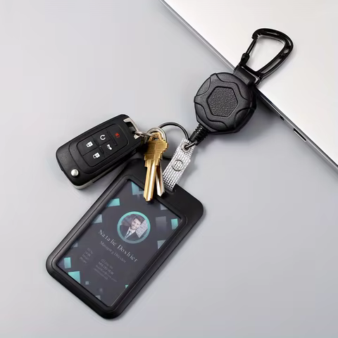 1pc Heavy Duty Retractable Badge Reel Keychain Strap Tactical ID Badge Reel Strap Steel Retractable Rope 8 best sales id badge reels - №1
