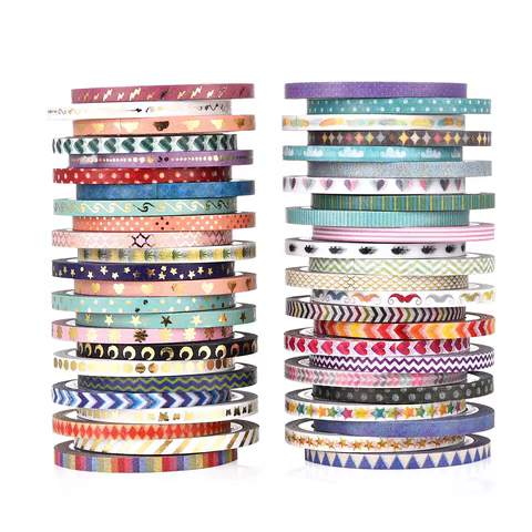 Agutape 48 Rolls Washi Tape Set,Foil Gold Skinny Decorative Masking Washi Tapes,3MM Wide DIY Masking Tape 8 best sales washi tape gold - №6
