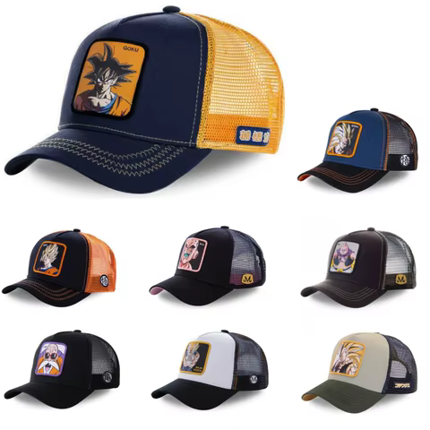 New Dragon Ball Son Goku Cap Summer Travel Peaked Cap Men's Embroidery Hip-Hop Cap Style Sun Visor Adjustable Trucker Mesh Cap 6 best sales animal crossing pin - №2