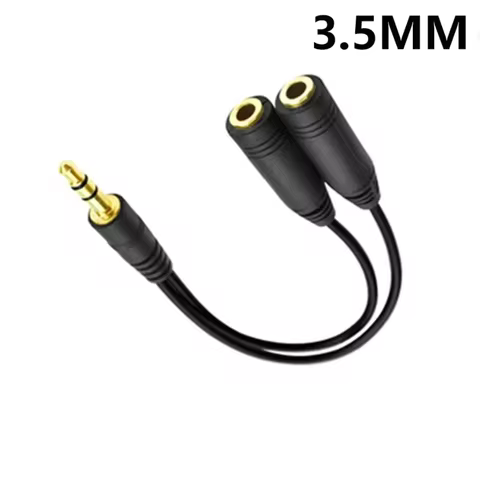 Dual Female Audio Cable Y Splitter Cable 3.5 Mm 1 Male To 2 for Earphone Headset Headphone MP3 MP4 Stereo Plug Adapter Jack 12 best sales 2 male 1 female 3.5mm - №10