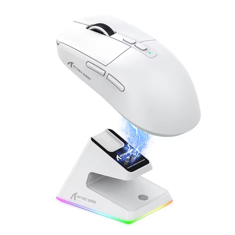 Attack Shark X6 PAW3395 Bluetooth Mouse,2.4 Tri-Mode Connection, RGB Touch Magnetic Charging Base, Macro Gaming Mouse 10 best sales zoom f1 battery cover - №1