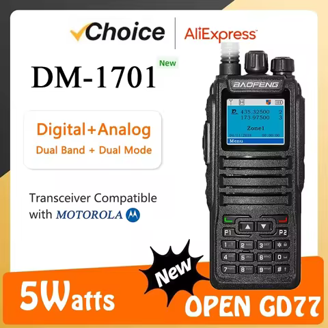 Baofeng Walkie Talkie DM-1701 DMR Dual Mode Analog and Digital Radios Tier 1&2 Dual-Time Slot DM1701 Ham Dual-Band DM-1801 DM-5R 10 best sales 1701 baofeng - №6