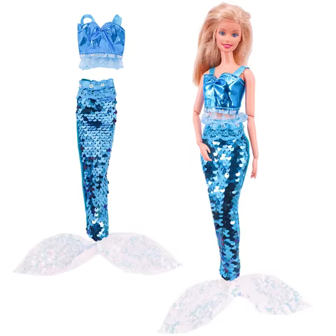 Doll Blue Clothes,Fashion Coat,Pants,Dress,Mermaid Clothing,Suitable 30Cm Bjd Doll And 11.5 Inch Dolls,Gift,Girl Doll Accesories 6 best sales slutty barbie clothes - №6