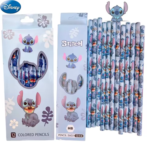 12pcs Disney Stitch Anime Pencil School Supplies Kid Colored pencils School Supplies Pencils Hb Pencils kids Birthday Xmas Gift 8 best sales stitch pencils - №5