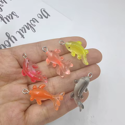 10pcs Kawaii Cute Little Fish Koi Carp Charms for Jewelry Making Animals Goldfish Pendants Craft Diy Earring Keychain Finding 8 best sales koi fish charm - №5