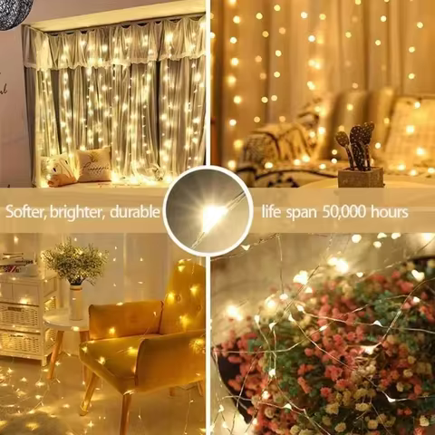 6x3M/3x3m Curtain Garland on The Window USB Power Fairy Lights Festoon with Remote New Year Garland Led Lights Christmas Decor 8 best sales large outdoor christmas decorations - №5